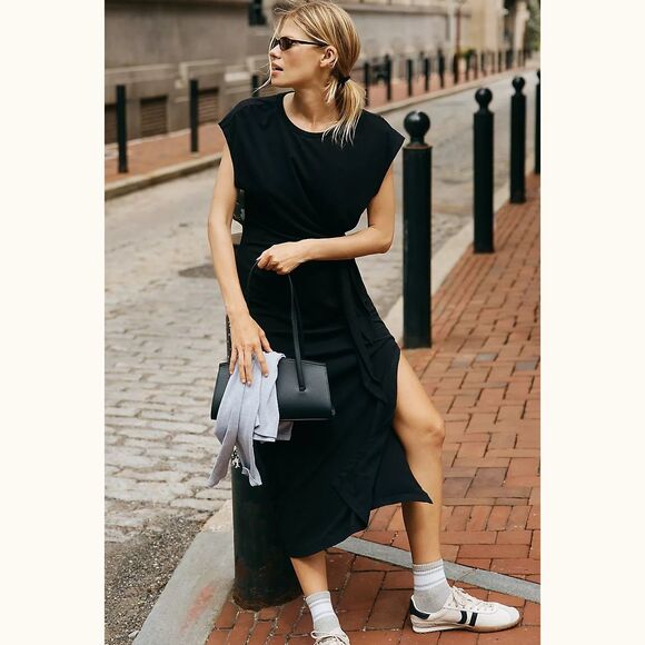 Daily Practice by Anthropologie Tiebreaker Midi Dress Short Sleeve XXS 281466 - Picture 1 of 8
